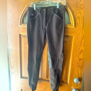 Equestrian Piper Breeches 26L Riding Pants Charcoal/Lav. piping Great Condition!
